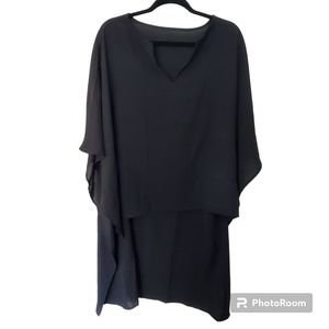 121. Women's Black Long Back Short Front Blouse